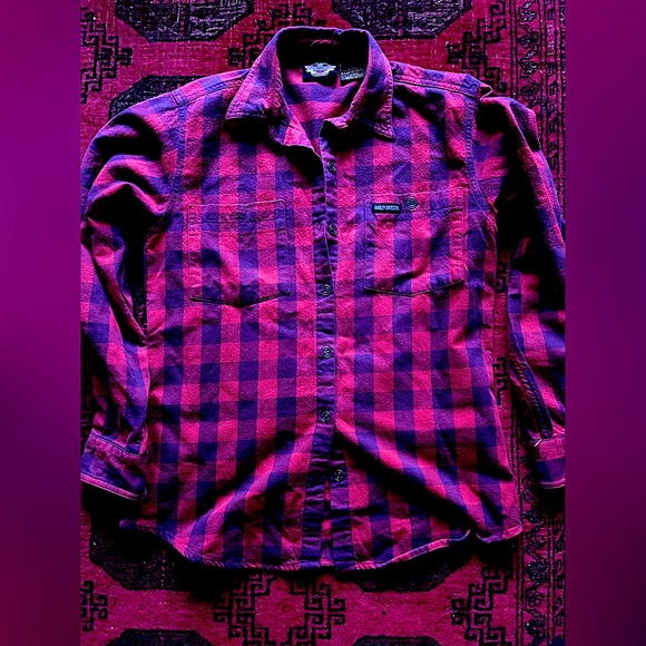 HarleyDavidson Tops Harley Davidson Womens Red Plaid Button Up